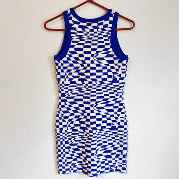NWT Sweater Dress Blue Sleeveless Checkered size S - Picture 4 of 4
